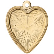 Colgante de corazón bordado, 27 x 22 mm - motivo floral - Acero inoxidable 304 Dorado x 1