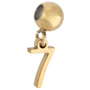Cuenta pasante de 5 mm con dije con el número 7 - Acero inoxidable 304 Dorado x1