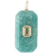 Colgante rectangular de 34 x 15 mm con piedra preciosa y circonitas - Amazonita - Amarillo o cristal