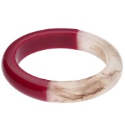 Pulsera brazalete ovalada bicolor de resina - Rojo oscuro - Marfil veteado x1
