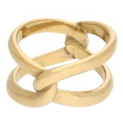 Anillo con dos anillas entrelazadas - Talla 58 - Acero inoxidable 304 Dorado x1