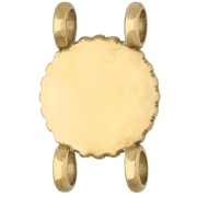 Entrepieza redonda de 14 mm con diseño de concha, acero inoxidable 304 Dorado - Turquesa africana