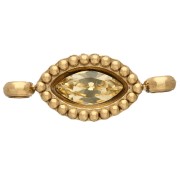 Entrepieza tipo lanzadera de 15,5 x 6 mm con cabujón de cristal - Acero inoxidable 304 Dorado - Amarillo x1
