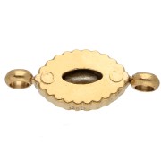 Entrepieza tipo lanzadera de 15,5 x 6 mm con cabujón de cristal - Acero inoxidable 304 Dorado - Amarillo x1