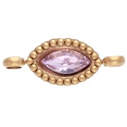 Entrepieza tipo lanzadera de 15,5 x 6 mm con cabujón de cristal - Acero inoxidable 304 Dorado - Rosa x1
