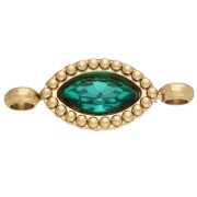Entrepieza tipo lanzadera de 15,5 x 6 mm con cabujón de cristal - Acero inoxidable 304 Dorado - Esmeralda