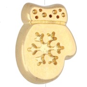 Cuentas en forma de guante navideño, 15 x 12 mm, resina epoxi - Dorado con oro fino - Rojo