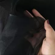 Tela Organza para bordado Lunéville confección de vestidos Negro x10cm