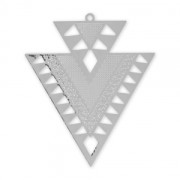 Colgantes de metal doble forma triangular decoración étnica 45 mm rodiado x2