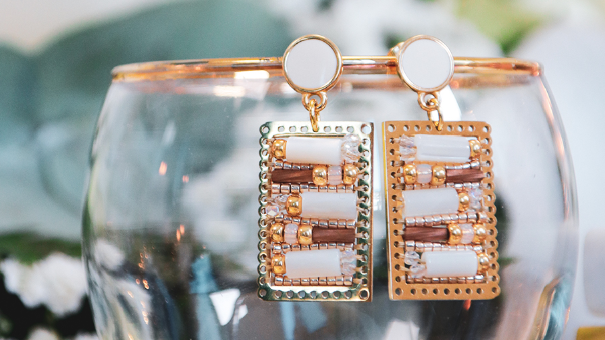 Pendientes de tejido de perlas Pendientes de tejido de perlas