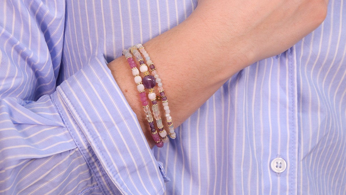 Esquema Pulseras finas de piedras naturales pastel Esquema Pulseras finas de piedras naturales pastel