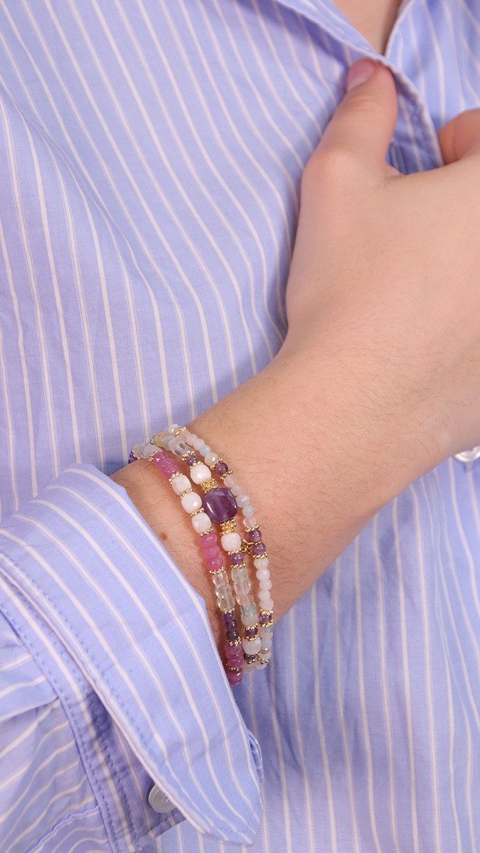 Esquema Pulseras finas de piedras naturales pastel Esquema Pulseras finas de piedras naturales pastel