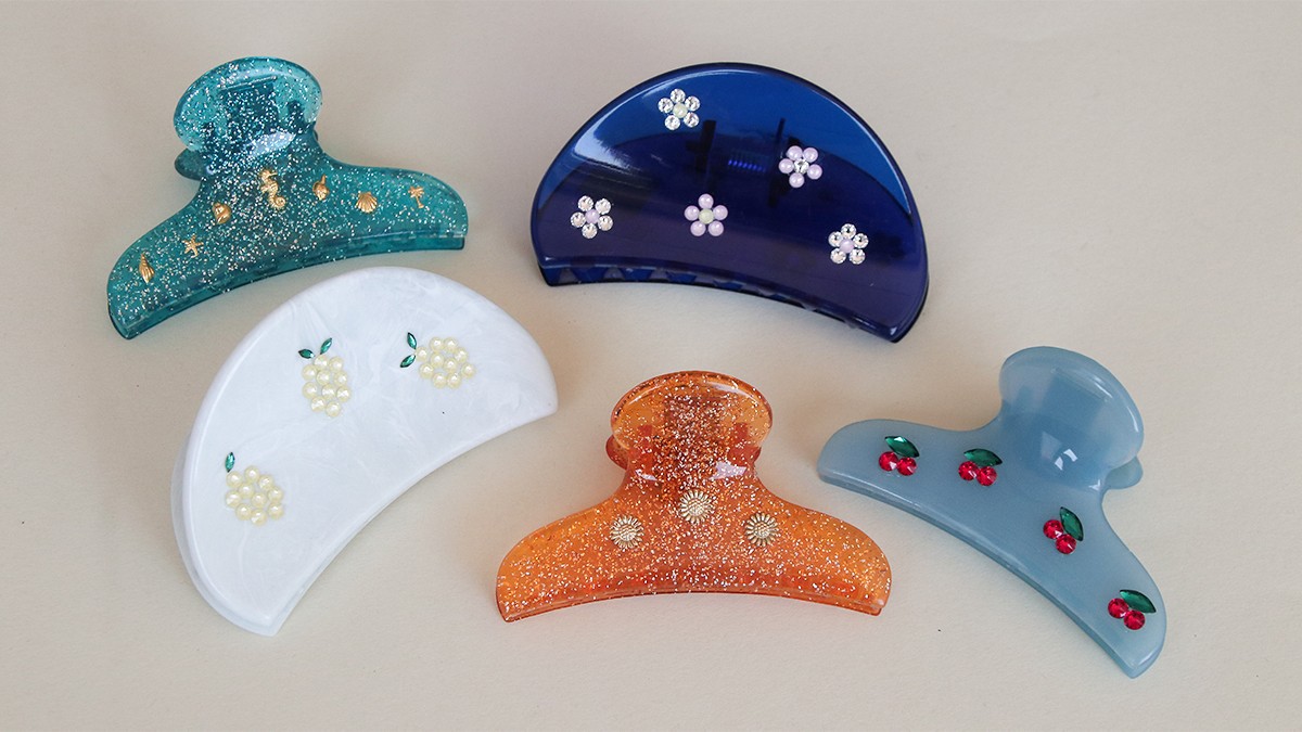 Pinzas para el pelo de conchas y frutas de verano con strass PureCrystal Pinzas para el pelo de conchas y frutas de verano con strass PureCrystal