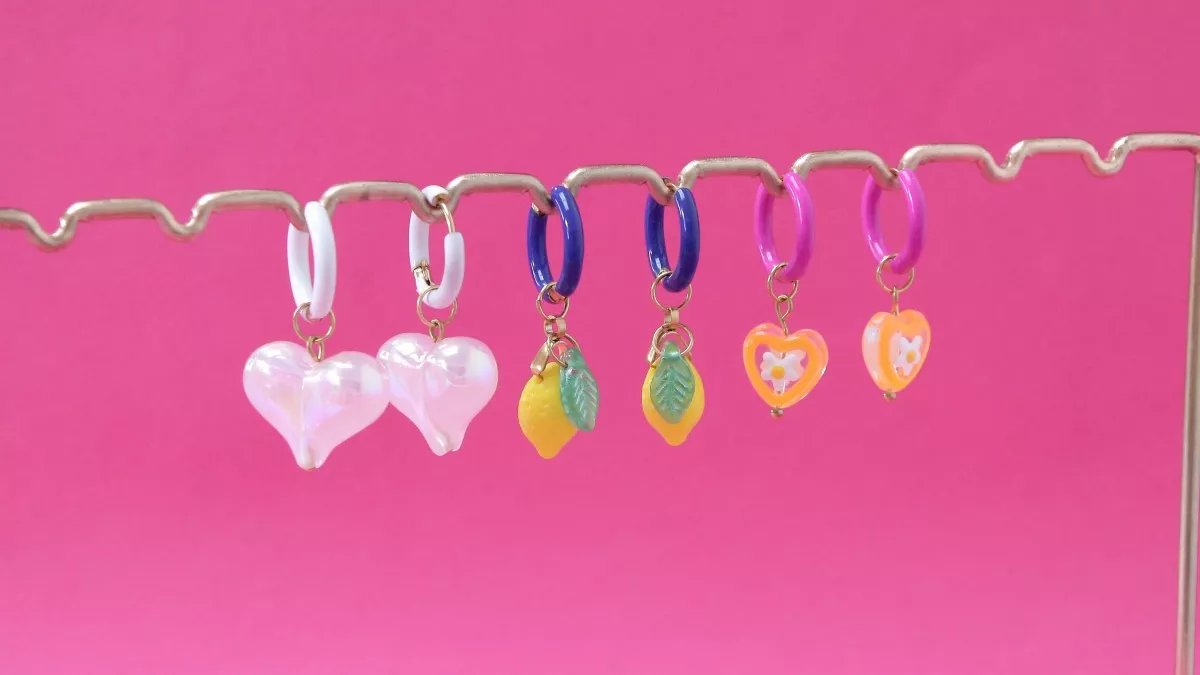 Pendientes de limón y corazones de colores Pendientes de limón y corazones de colores