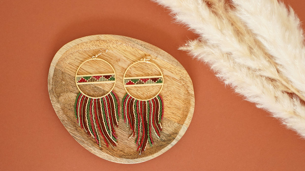 Pendientes con flecos de perlas Miyuki Delica Pendientes con flecos de perlas Miyuki Delica