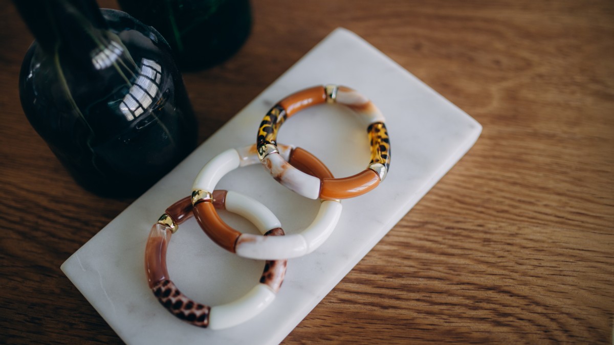Pulseras elásticas con cuentas tubulares de otoño Pulseras elásticas con cuentas tubulares de otoño