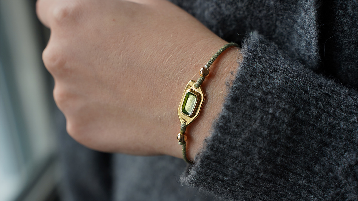 Pulsera de cordón con Entrepieza verde Pulsera de cordón con Entrepieza verde