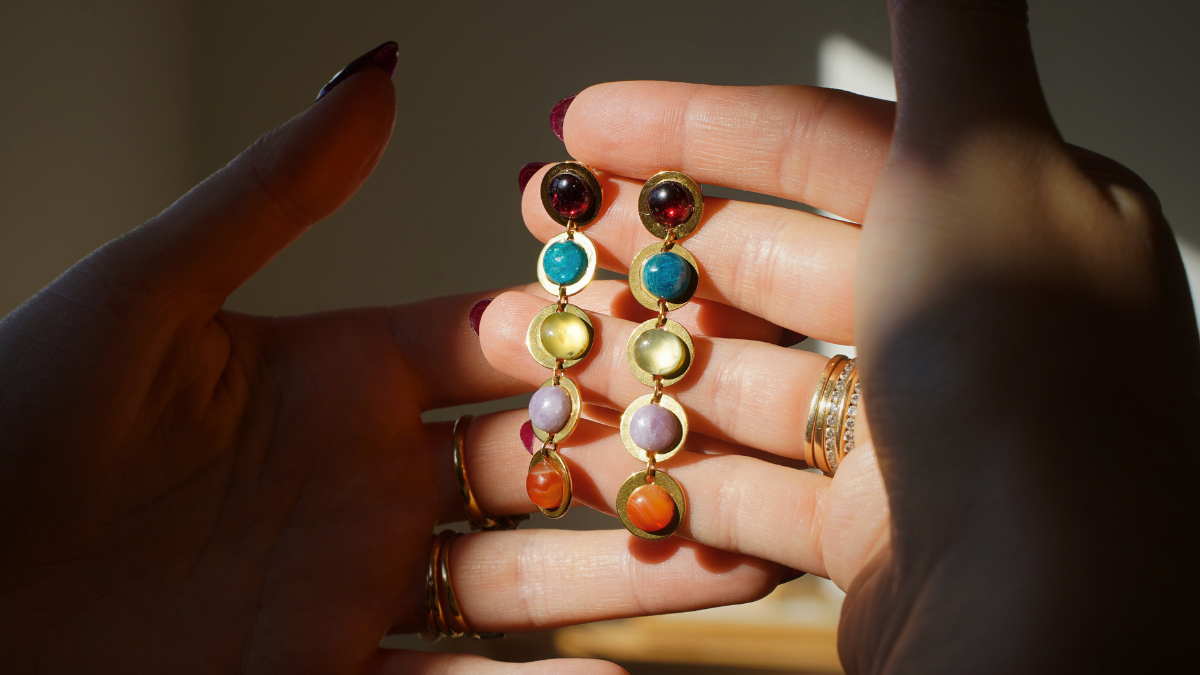 Pendientes colgantes de piedras preciosas Pendientes colgantes de piedras preciosas