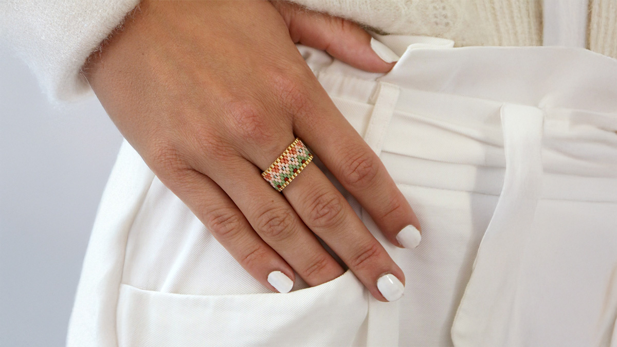 Peyote Anillo en pareja con Miyuki 11/0 Peyote Anillo en pareja con Miyuki 11/0