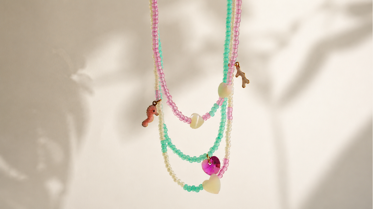 Trío de collares de verano con Cuentas Rocalla Preciosa Trío de collares de verano con Cuentas Rocalla Preciosa