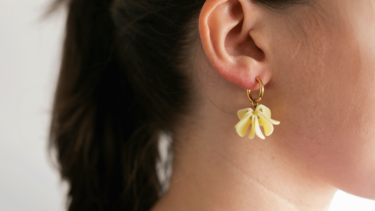 Pendientes de aro y pétalos mini Pendientes de aro y pétalos mini