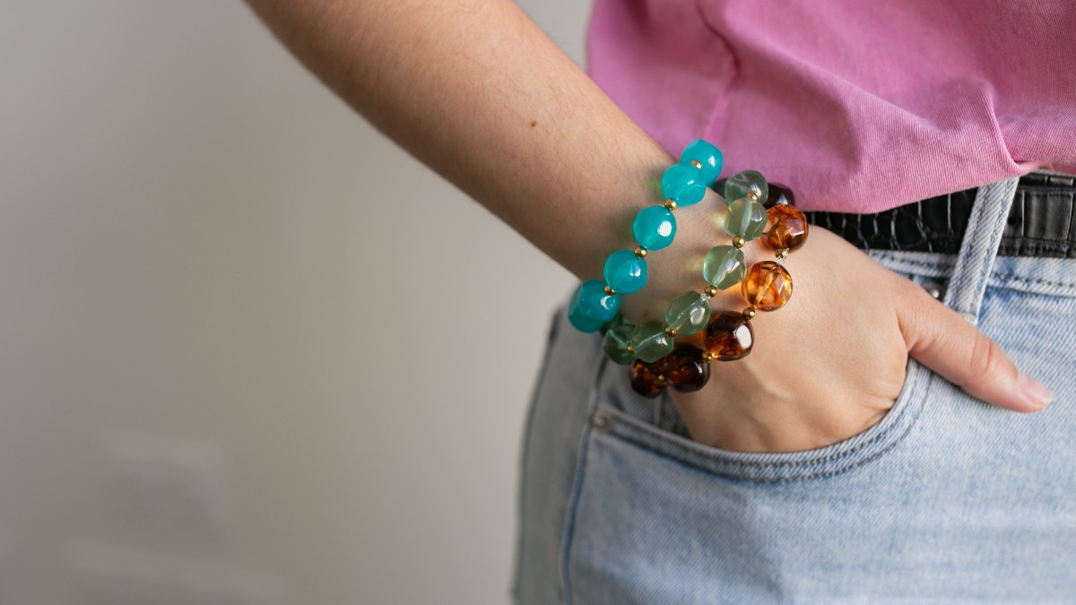 Pulseras de cuentas redondas de resina Pulseras de cuentas redondas de resina