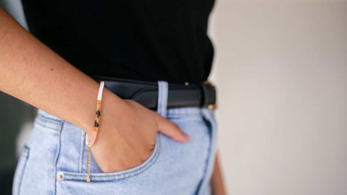 Pulsera de cuentas Miyuki con tejido tubular en espiga Pulsera de cuentas Miyuki con tejido tubular en espiga